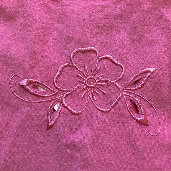 Essentials Maggie Short Sleeve Blouse NEW Plus Size 18W 20W 2X Pink Embroidered - Picture 7 of 8